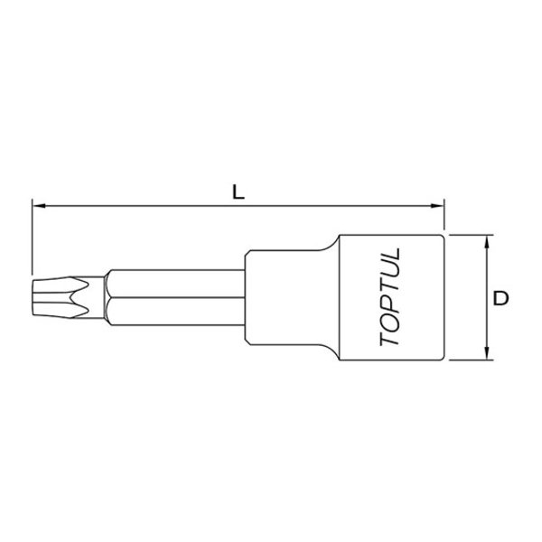 Toptul Pentacle Bit Socket Extra Long 1/2in Dr. x T55 x 100mm