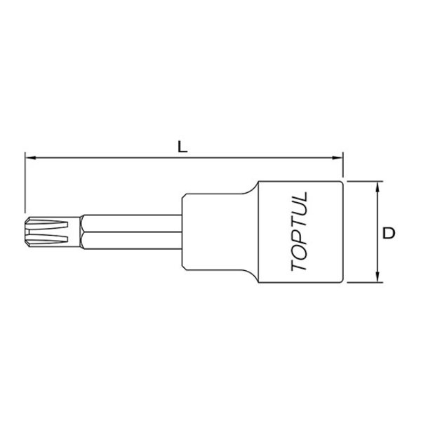 Toptul Ribe Bit Socket 1/2in Dr. x M5 x 100mm