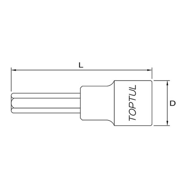 Toptul Extra Long Hex Bit Socket 1/2in Dr. x 10mm x 140mm