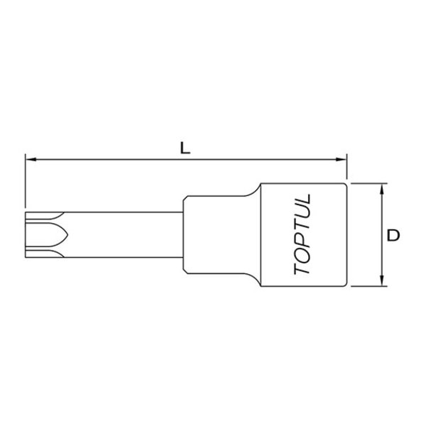 Toptul Star (Torx) Tamperproof Bit Socket Extra Long 1/2in Dr. x T60 x 140mm