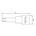 Toptul Star (Torx) Bit Socket Extra Long 1/2in Dr. x T70 x 140mm