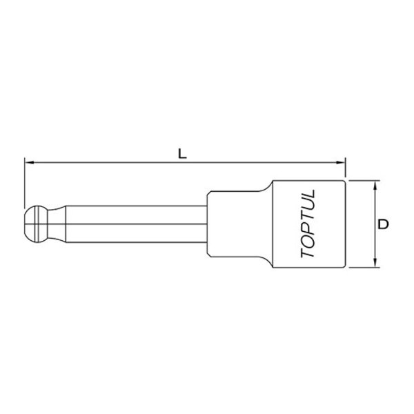 Toptul Ball Point Bit Socket Extra Long 1/2in Dr. x 10mm x 140mm