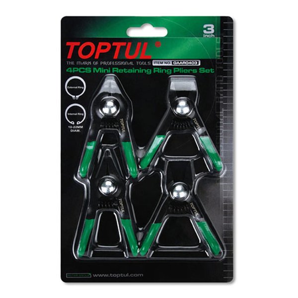 Toptul 4pc Mini Retaining Ring Plier Set