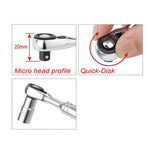 Toptul 1/4in Dr. 60T Mini Reversible Ratchet Handle with Quick Release