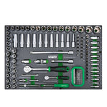Toptul 133pc 1/4in & 1/2in Dr. 6pt Flank Socket Set (Modular Insert Tray System)