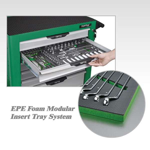 Toptul Pro-Line Series 214pc Mechanics Tool Set 7 Drawer Roller Cabinet - Green