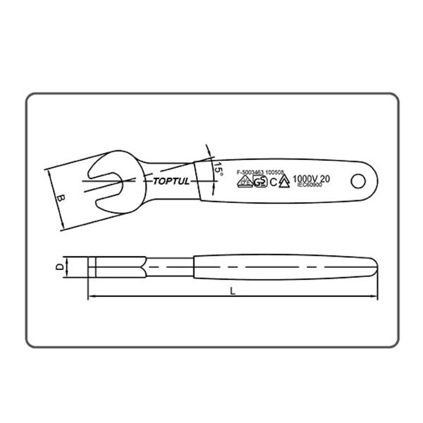 Toptul 18mm VDE Insulated Single Open End Wrench