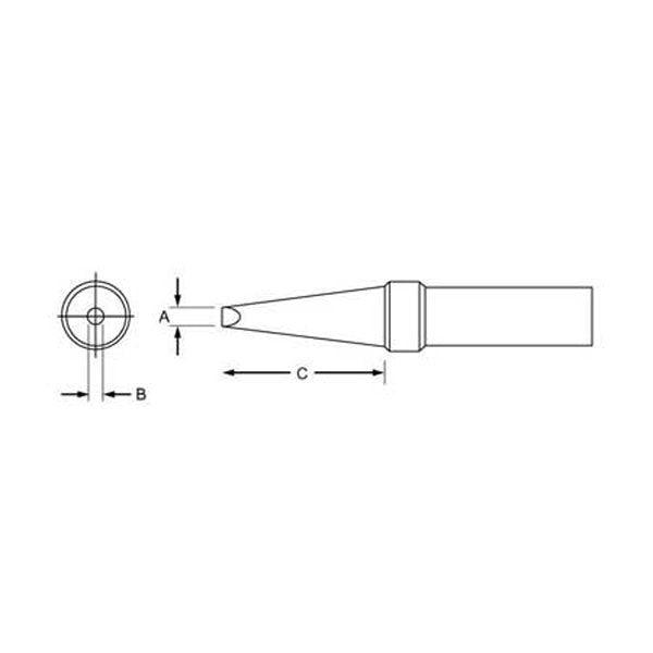 Weller Tip Soldering Single Flat 800Â°F 2.4mm for WTCPS/7 + TC Series