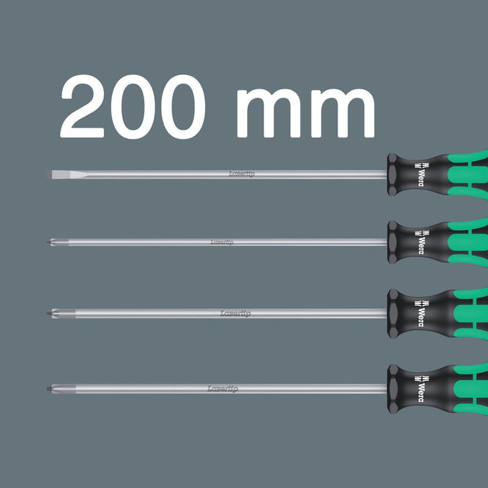 Wera Kraftform Plus Lasertip SL/PH/PZ Screwdriver Set 200mm Long Blades 4 Pce 347736