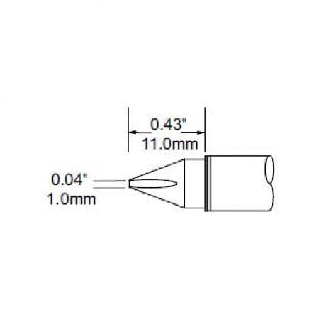 Metcal Tip, Chisel, 1mm (0.039 In)
