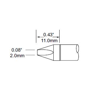 Metcal Tip, Chisel, 2mm (0.079 In)