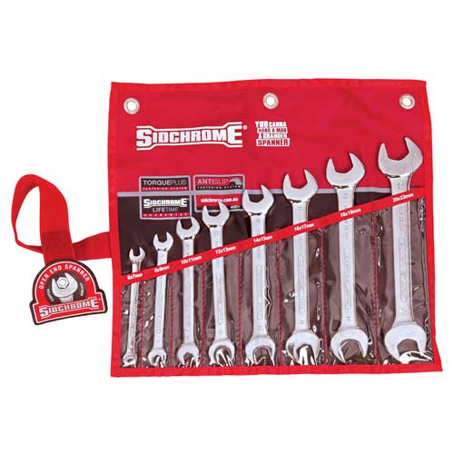 Sidchrome 8 Piece Metric Open End Spanner Set