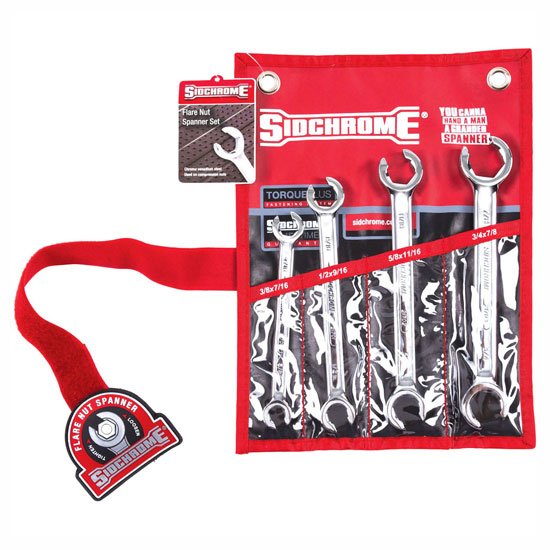 Sidchrome Flare Nut Spanner Imperial 4pc Set