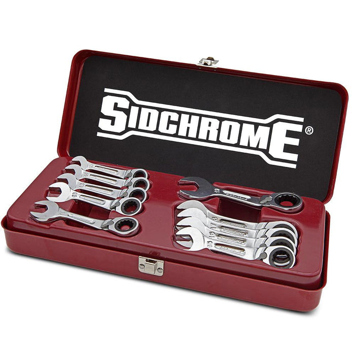 Sidchrome 10Pc 467 Series Stubby Geared Spanner Set Metric