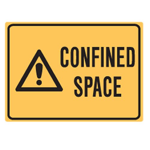 Brady Small Stick On Labels - Confined Space, H90mm x W125mm, Self Adhesive Vinyl, Yellow/Black