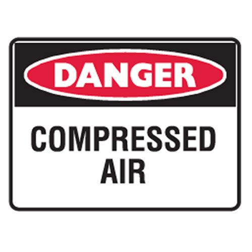 Brady Small Stick On Labels - Danger Compressed Air, H90mm x W125mm, Self Adhesive Vinyl, White/Red/Black