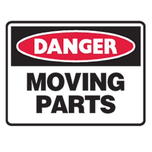 Brady Small Stick On Labels - Danger Moving Parts, H90mm x W125mm, Self Adhesive Vinyl, White/Red/Black