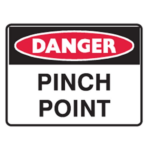 Brady Small Stick On Labels - Danger Pinch Point, H90mm x W125mm, Self Adhesive Vinyl, White/Red/Black
