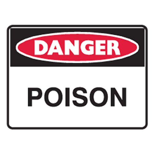 Brady Small Stick On Labels - Danger Poison, H90mm x W125mm, Self Adhesive Vinyl, White/Red/Black