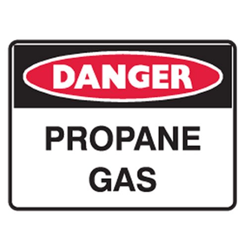 Brady Small Stick On Labels - Danger Propane Gas, H90mm x W125mm, Self Adhesive Vinyl, White/Red/Black