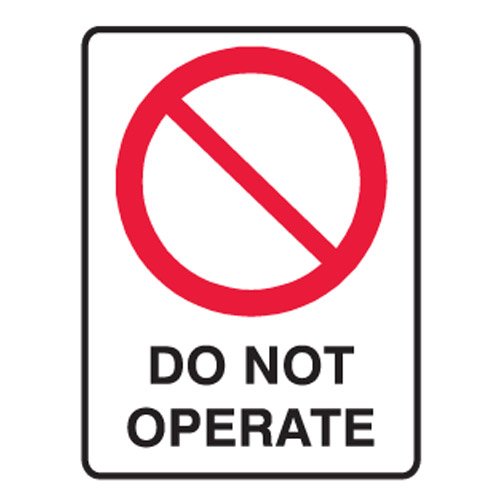 Brady Small Stick On Labels - Do Not Operate, H125mm x W90mm, Self Adhesive Vinyl, White/Red/Black