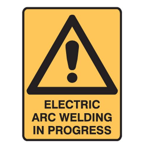 Brady Small Stick On Labels - Electric Arc Welding In Progress, H125mm x W90mm, Self Adhesive Vinyl, Yellow/Black