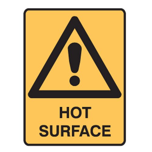 Brady Small Stick On Labels - Hot Surface, H125mm x W90mm, Self Adhesive Vinyl, Yellow/Black