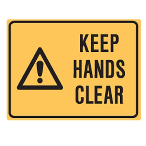 Brady Small Stick On Labels - Keep Hands Clear, H90mm x W125mm, Self Adhesive Vinyl, Yellow/Black