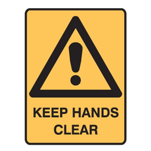 Brady Small Stick On Labels - Keep Hands Clear, H125mm x W90mm, Self Adhesive Vinyl, Yellow/Black