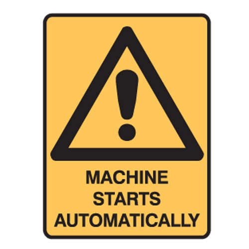 Brady Small Stick On Labels - Machine Starts Automatically, H125mm x W90mm, Self Adhesive Vinyl, Yellow/Black