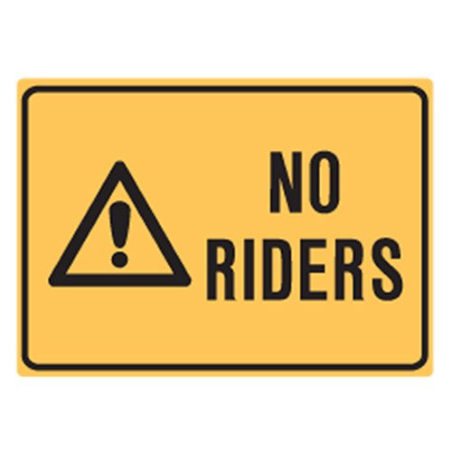 Brady Small Stick On Labels - No Riders, H90mm x W125mm, Self Adhesive Vinyl, Yellow/Black