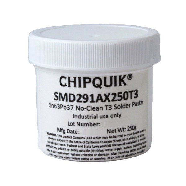 Chip Quik Sn63/Pb37 No Clean Solder Paste (T3) 250g Jar