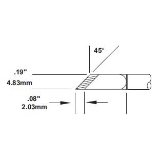 Metcal Cartridge Knife Thin Tin Length 4.8mm (0.18 In) SMTC-0161