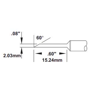 Metcal Cartridge Hoof Long 2mm (0.08 In) 60 DEG