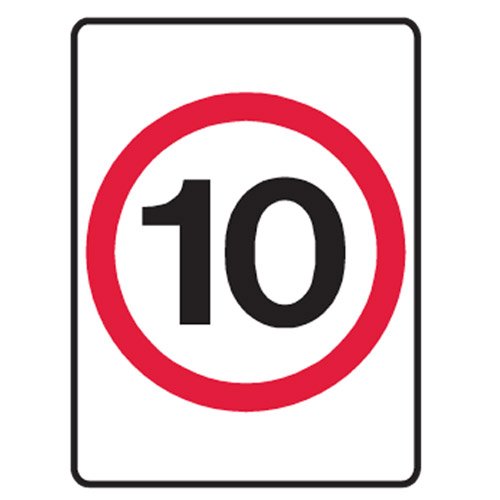 Brady Speed Limit Sign - 10, H600mm x W450mm, Class 1 Reflective Aluminium, Red/White/Black
