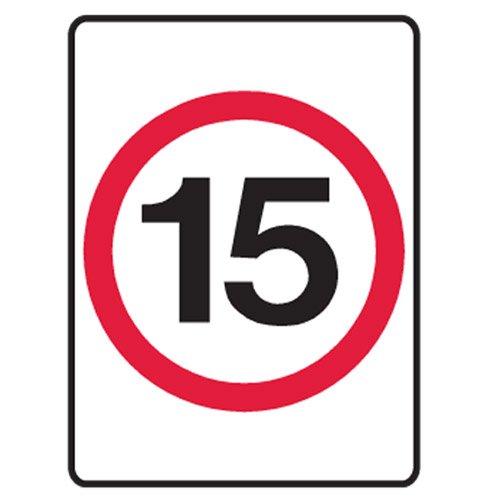 Brady Speed Limit Sign - 15, H600mm x W450mm, Class 1 Reflective Aluminium, Red/White/Black
