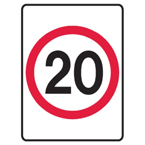 Brady Speed Limit Sign - 20, H600mm x W450mm, Class 1 Reflective Aluminium, Red/White/Black
