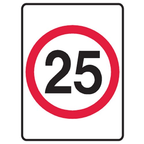 Brady Speed Limit Sign - 25, H600mm x W450mm, Class 1 Reflective Aluminium, Red/White/Black