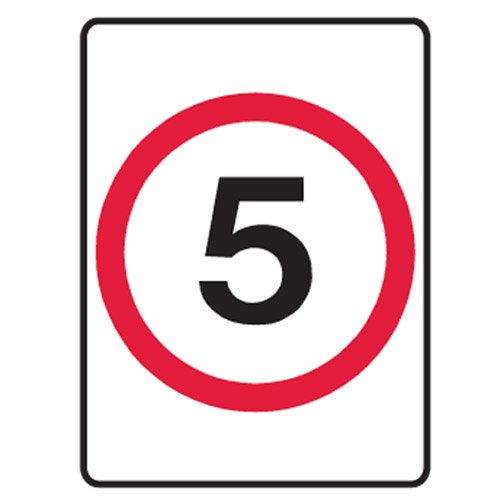 Brady Speed Limit Sign - 5, H600mm x W450mm, Class 1 Reflective Aluminium, Red/White/Black
