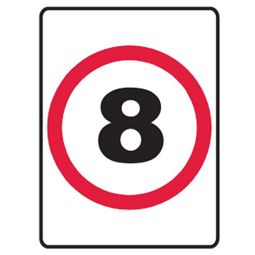 Brady Speed Limit Sign - 8, H600mm x W450mm, Class 1 Reflective Aluminium, Red/White/Black