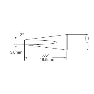 Metcal Cartridge Chisel Long 3mm (0.118 In)