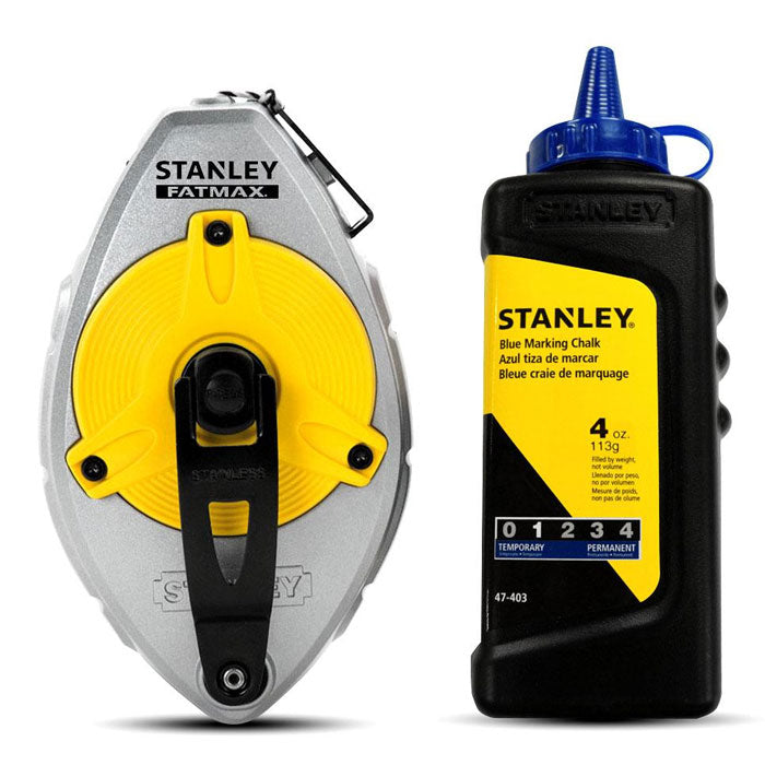 Stanley & Irwin 100-Foot Chalk Line Reel With Blue Chalk & Extra 8oz Refills – 2 Pack