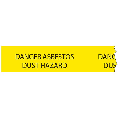 Brady Standard Barricade Tape - Danger Asbestos Dust Hazards, L60 Meters x 75mm, B-912 Polyethylene, Yellow/Black