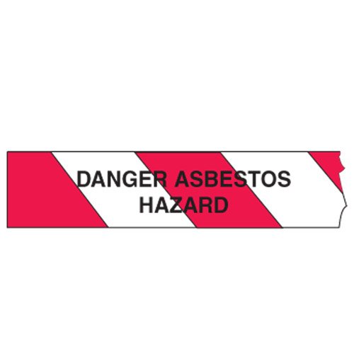 Brady Standard Barricade Tape - Danger Asbestos Hazard, L300 Meters x 75mm, B-912 Polyethylene, White/Red/Black