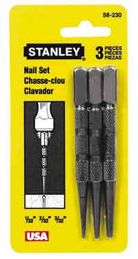 Stanley Square Head Nail Punch 3pc Set