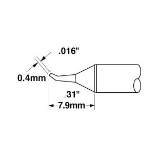 Metcal Cartridge, Conical Bent 30 Deg, 0.4mm (.016