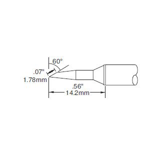 Metcal Cartridge, Bevel 60 Degree, 1.78mm (0.07 In)
