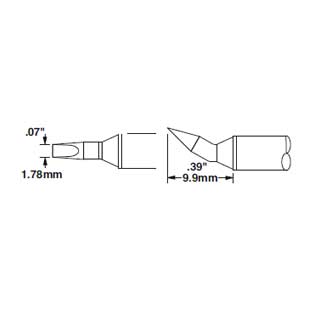 Metcal Cartridge Chisel Bent 1.78mm (0.07 In) 30DEG