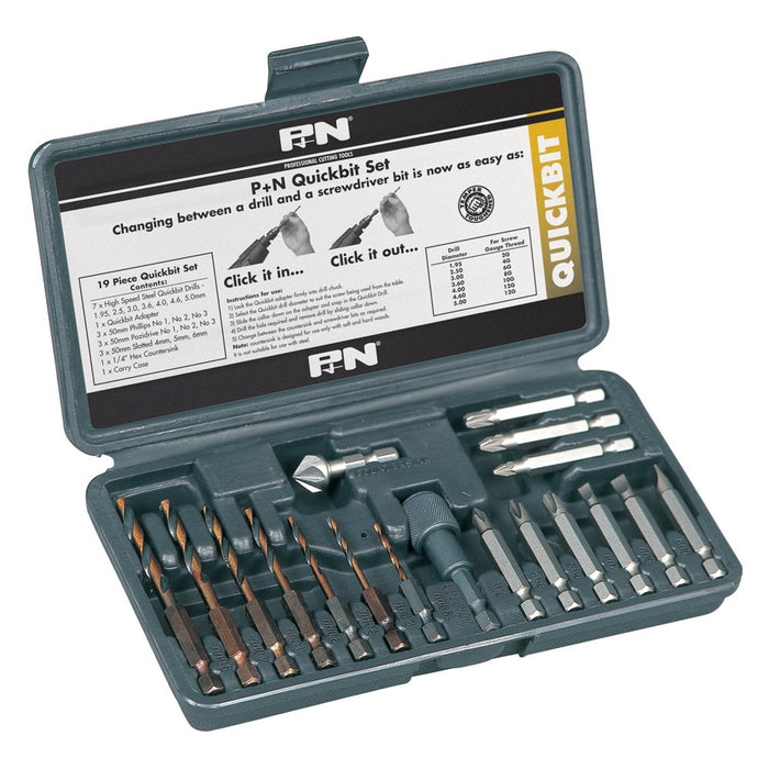 P&N Quickbit 19 Piece HSS Drill Set