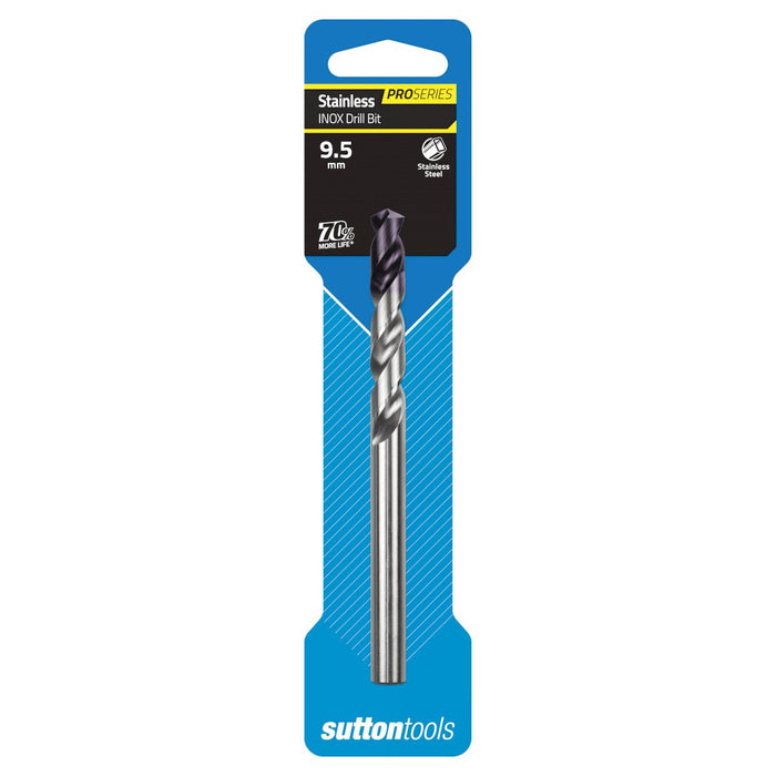 Sutton Drill D185 9.5mm Jobber Inox TiAIN Tip HSS Carded